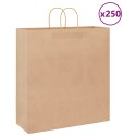 VidaXL Torby papierowe Kraft 250 szt. z uchwytami Brązowe 45x17x48 cm