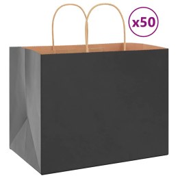 VidaXL Torby papierowe 50 szt. z uchwytami Czarne 32x22x24 cm