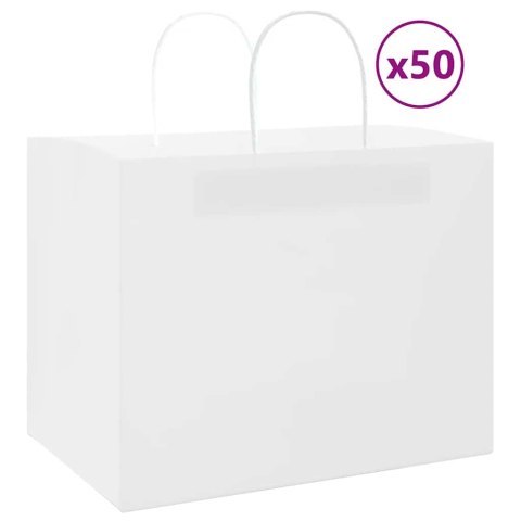 VidaXL Torby papierowe 50 szt. z uchwytami białe 32x22x24 cm