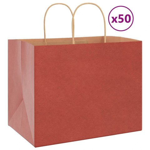 VidaXL Torby papierowe 50 szt. z uchwytami czerwone 32x22x24 cm