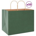 VidaXL Torby papierowe 50 szt. z uchwytami zielone 32x22x24 cm