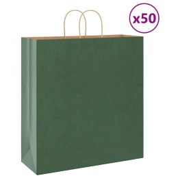 VidaXL Torby papierowe 50 szt. z uchwytami zielone 45x17x48 cm