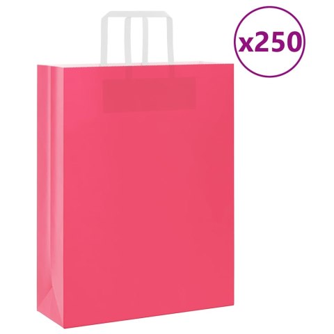 VidaXL Torby papierowe 250 szt. z uchwytami Różowe 32x12x42 cm