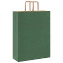 VidaXL Torby papierowe 250 szt. z uchwytami zielone 32x12x42 cm