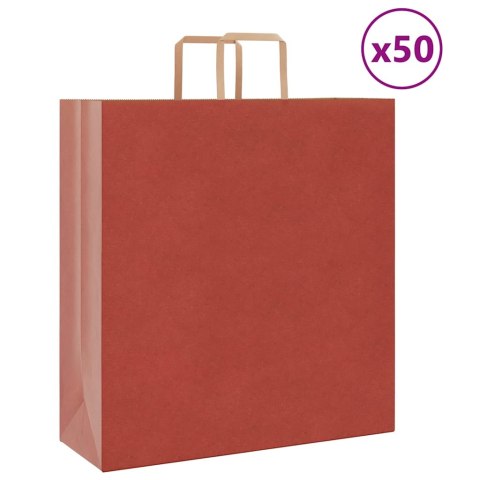 VidaXL Torby papierowe 50 szt. z uchwytami czerwone 45x17x48 cm