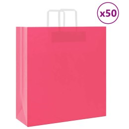 VidaXL Torby papierowe 50 szt. z uchwytami różowe 45x17x48 cm