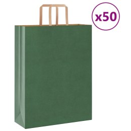 VidaXL Torby papierowe 50 szt. z uchwytami zielone 32x12x42 cm