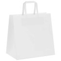 VidaXL Torby papierowe 250 szt. z uchwytami białe 26x17x25 cm