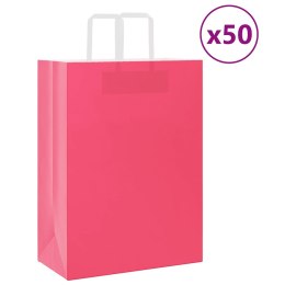 VidaXL Torby papierowe 50 szt. z uchwytami Różowe 32x17x44 cm