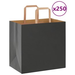 VidaXL Torby papierowe 250 szt. z uchwytami Czarne 26x17x25 cm