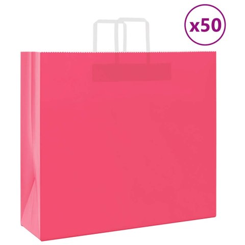 VidaXL Torby papierowe 50 szt. z uchwytami różowe 54x15x49 cm