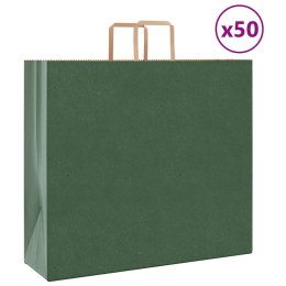 VidaXL Torby papierowe 50 szt. z uchwytami zielone 54x15x49 cm