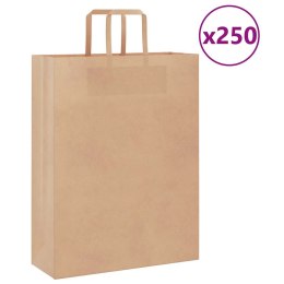 VidaXL Torby papierowe 250 szt. z uchwytami Brązowe 32x12x42 cm