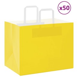 VidaXL Torby papierowe 50 szt. z uchwytami żółte 32x22x24 cm