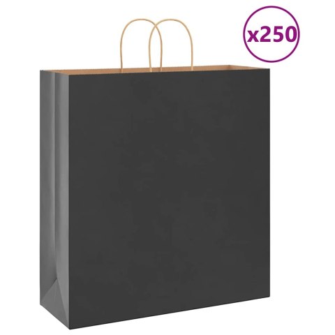 VidaXL Torby papierowe 250 szt. z uchwytami Czarne 45x17x48 cm