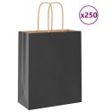 VidaXL Torby papierowe 250 szt. z uchwytami Czarne 18x8x22 cm