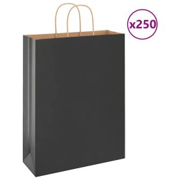 VidaXL Torby papierowe 250 szt. z uchwytami Czarne 32x12x42 cm