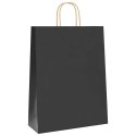 VidaXL Torby papierowe 250 szt. z uchwytami Czarne 32x12x42 cm