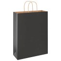 VidaXL Torby papierowe 250 szt. z uchwytami Czarne 32x12x42 cm