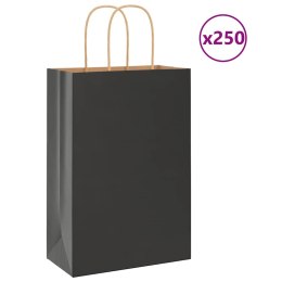 VidaXL Torby papierowe 250 szt. z uchwytami Czarne 21x11x31 cm