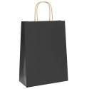 VidaXL Torby papierowe 250 szt. z uchwytami Czarne 26x12x35 cm