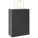 VidaXL Torby papierowe 250 szt. z uchwytami Czarne 26x12x35 cm