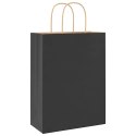 VidaXL Torby papierowe 250 szt. z uchwytami Czarne 26x12x35 cm