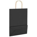 VidaXL Torby papierowe 250 szt. z uchwytami Czarne 26x12x35 cm