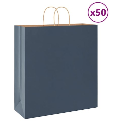 VidaXL Torby papierowe 50 szt. z uchwytami Niebieskie 45x17x48 cm