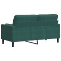 VidaXL 2-osobowa sofa z poduszkami, ciemnozielona, 140 cm, aksamit