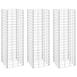 VidaXL Wysokie donice gabionowe, 3 szt., 30x30x100 cm, żelazo