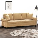 VidaXL 3-osobowa sofa z poduszkami, brązowa, 180 cm, aksamit