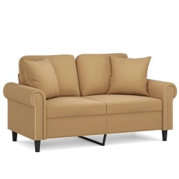 VidaXL 2-osobowa sofa z poduszkami, brązowa, 120 cm, aksamit