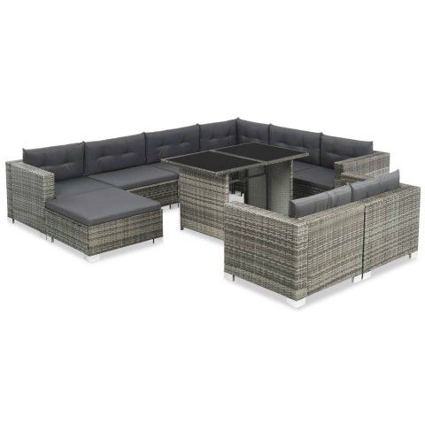 VidaXL 10-cz. zestaw wypoczynkowy do ogrodu, poduszki, rattan PE szary VidaXL 10-cz. zestaw wypoczynkowy do ogrodu, poduszki, rattan PE szary