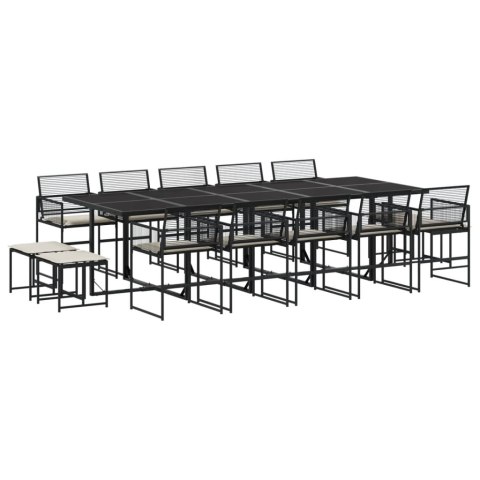 VidaXL 15-cz. zestaw mebli ogrodowych z poduszkami, czarny, rattan PE VidaXL 15-cz. zestaw mebli ogrodowych z poduszkami, czarny, rattan PE