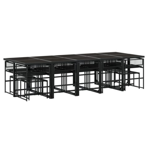 VidaXL 15-cz. zestaw mebli ogrodowych z poduszkami, czarny, rattan PE VidaXL 15-cz. zestaw mebli ogrodowych z poduszkami, czarny, rattan PE