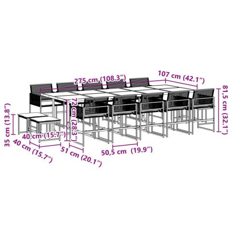 VidaXL 15-cz. zestaw mebli ogrodowych z poduszkami, czarny, rattan PE VidaXL 15-cz. zestaw mebli ogrodowych z poduszkami, czarny, rattan PE