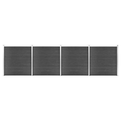 VidaXL Zestaw ogrodzeniowy z WPC, 699x186 cm, czarny VidaXL Zestaw ogrodzeniowy z WPC, 699x186 cm, czarny