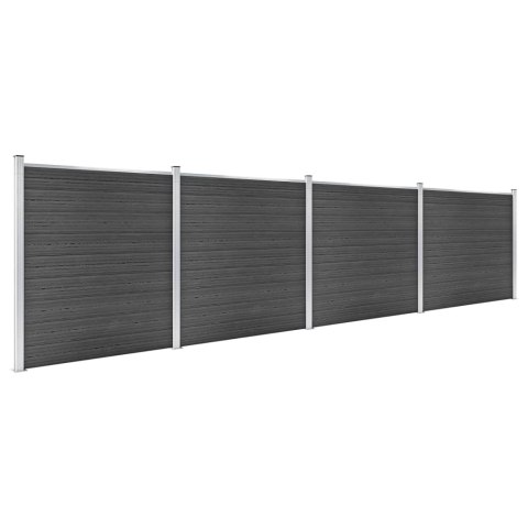 VidaXL Zestaw ogrodzeniowy z WPC, 699x186 cm, czarny VidaXL Zestaw ogrodzeniowy z WPC, 699x186 cm, czarny