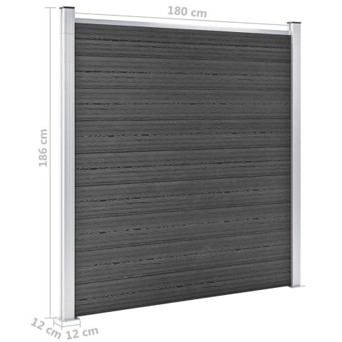 VidaXL Zestaw ogrodzeniowy z WPC, 699x186 cm, czarny VidaXL Zestaw ogrodzeniowy z WPC, 699x186 cm, czarny