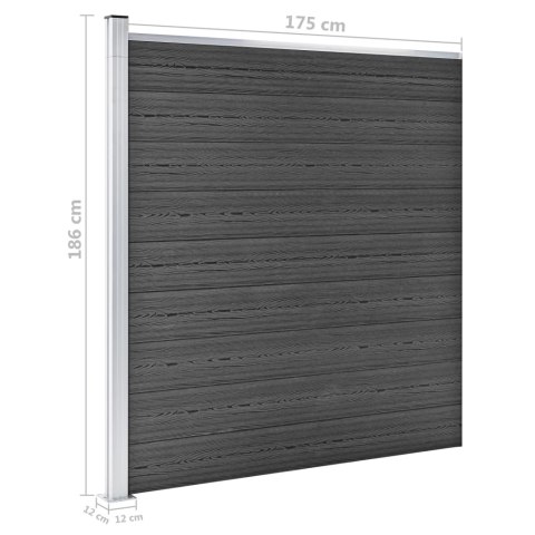 VidaXL Zestaw ogrodzeniowy z WPC, 699x186 cm, czarny VidaXL Zestaw ogrodzeniowy z WPC, 699x186 cm, czarny