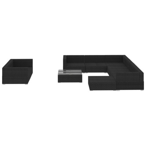 VidaXL 10-cz. zestaw mebli do ogrodu, poduszki, rattan PE, czarny VidaXL 10-cz. zestaw mebli do ogrodu, poduszki, rattan PE, czarny