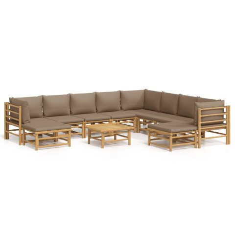 VidaXL 11-cz. zestaw mebli do ogrodu, poduszki w kolorze taupe, bambus VidaXL 11-cz. zestaw mebli do ogrodu, poduszki w kolorze taupe, bambus