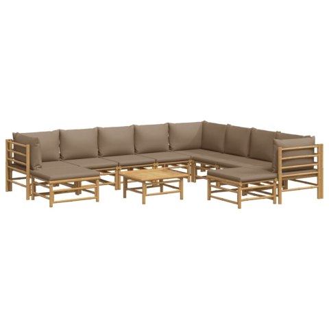 VidaXL 11-cz. zestaw mebli do ogrodu, poduszki w kolorze taupe, bambus VidaXL 11-cz. zestaw mebli do ogrodu, poduszki w kolorze taupe, bambus