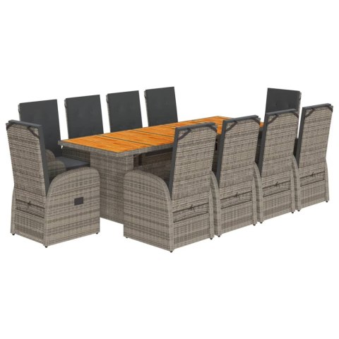 VidaXL 11-cz. zestaw mebli do ogrodu, z poduszkami, szary rattan PE VidaXL 11-cz. zestaw mebli do ogrodu, z poduszkami, szary rattan PE
