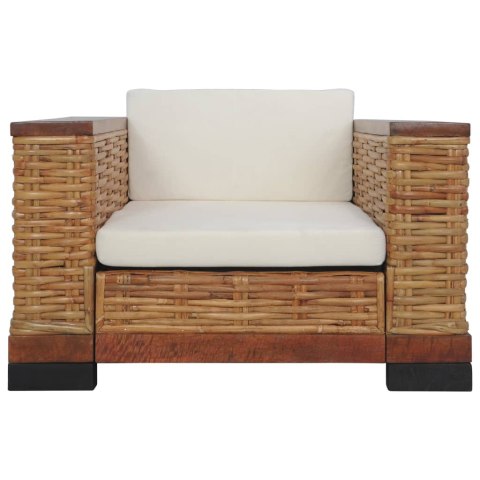 VidaXL 3-cz. zestaw wypoczynkowy, poduszki, brązowy, naturalny rattan VidaXL 3-cz. zestaw wypoczynkowy, poduszki, brązowy, naturalny rattan