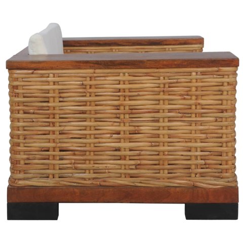 VidaXL 3-cz. zestaw wypoczynkowy, poduszki, brązowy, naturalny rattan VidaXL 3-cz. zestaw wypoczynkowy, poduszki, brązowy, naturalny rattan