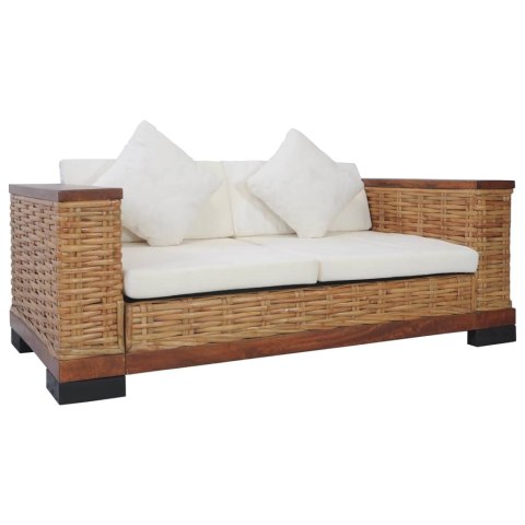 VidaXL 3-cz. zestaw wypoczynkowy, poduszki, brązowy, naturalny rattan VidaXL 3-cz. zestaw wypoczynkowy, poduszki, brązowy, naturalny rattan