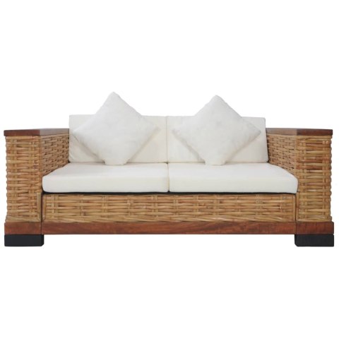 VidaXL 3-cz. zestaw wypoczynkowy, poduszki, brązowy, naturalny rattan VidaXL 3-cz. zestaw wypoczynkowy, poduszki, brązowy, naturalny rattan