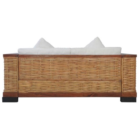 VidaXL 3-cz. zestaw wypoczynkowy, poduszki, brązowy, naturalny rattan VidaXL 3-cz. zestaw wypoczynkowy, poduszki, brązowy, naturalny rattan